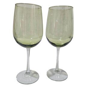 Vina Blue Libbey Red Wine Goblet 9" blown glass 17oz set of 2 stylish romantic